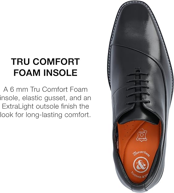 Thomas & Vine Men's Odin Tru Comfort Oxford  Color Black Size 10M