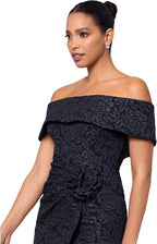 XSCAPE Women's Brocade Rosette Sheath Flower Dress  Color Black Size 14