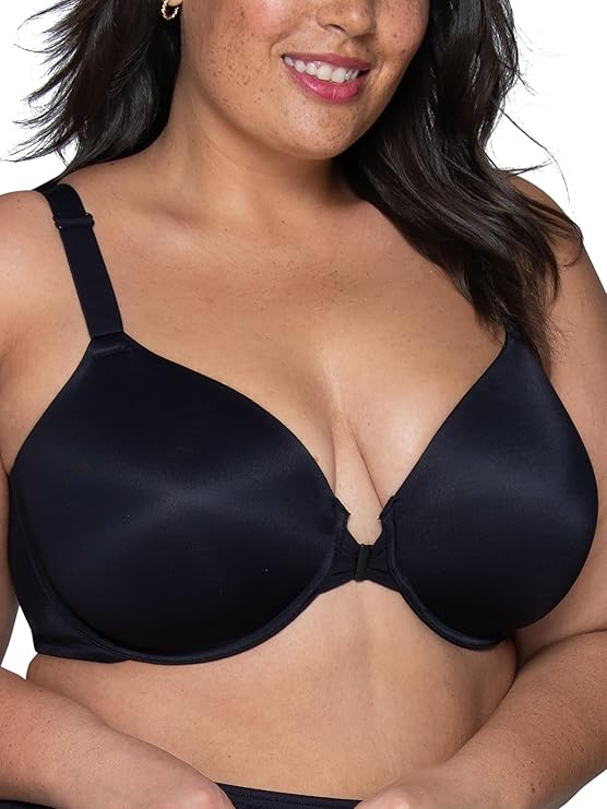 Vanity Fair Full Figure Front Closure Beauty Smoothing Bra  Midnight Black Size 42C