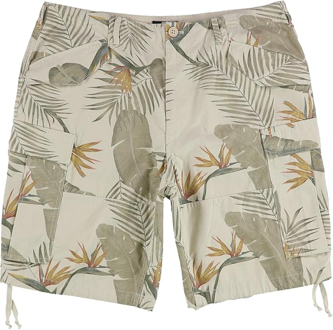 Frye Men's Paratrooper Palm Tree Leaf Cargo Shorts  Rainy Day 34x32