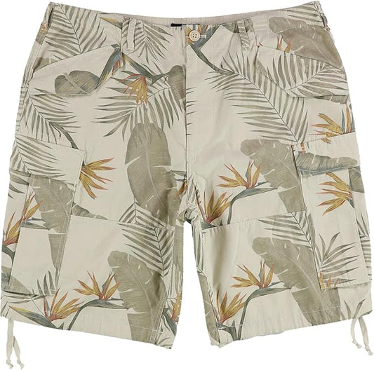 Frye Men's Paratrooper Palm Tree Leaf Cargo Shorts  Rainy Day 34x32