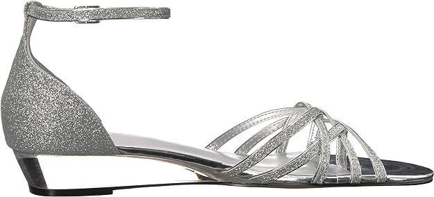 Easy Street Women's Tarrah Crossover Wedge Sandals  Color Silver Glitter Size 7.5M