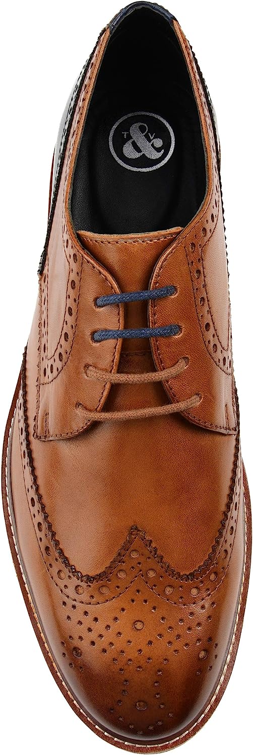 Thomas & Vine Mens Ridley Wingtip Derby Shoes  Color Cognac Size 10.5M