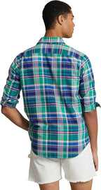 Polo Ralph Lauren Men's Classic-Fit Plaid Oxford Shirt  Green/Navy Multi Size 2XL