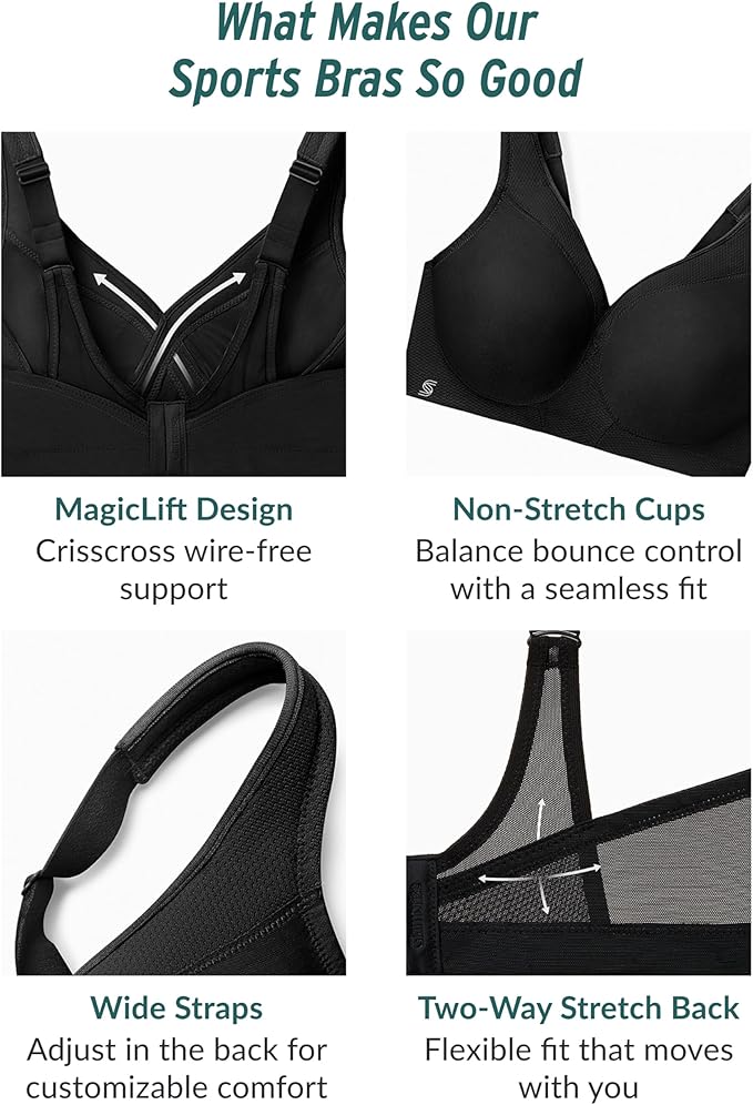 Glamorise Plus Size MagicLift Seamless Sports Wirefree Bra Charcoal Gray Size 36DD (No Tag)
