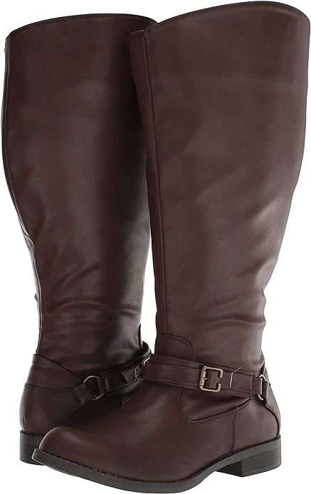 Easy Street Women's Quinn Plus Plus Harness Boot  Color Brown Burnish Size 8.5M (Extra Wide Calf)