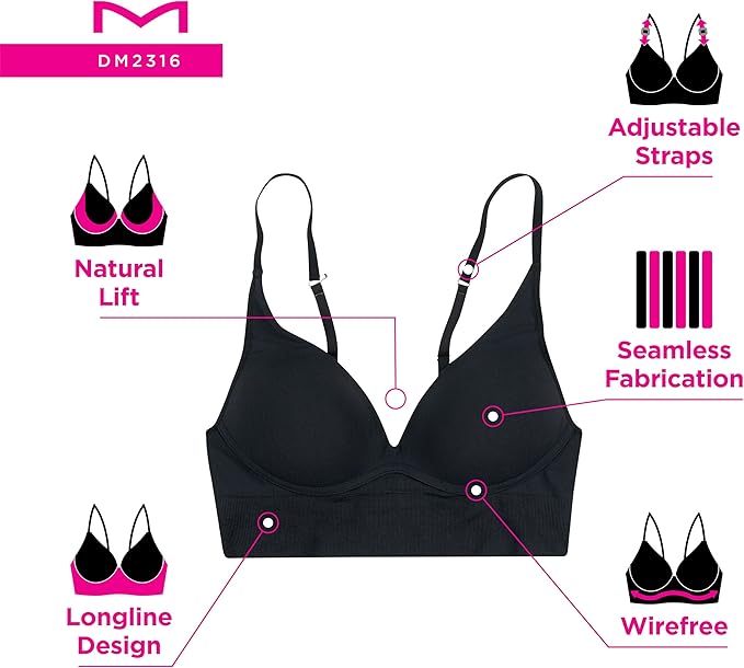Maidenform M Seamless Lift Bralette Wireless Convertible Bralette  White Size XL