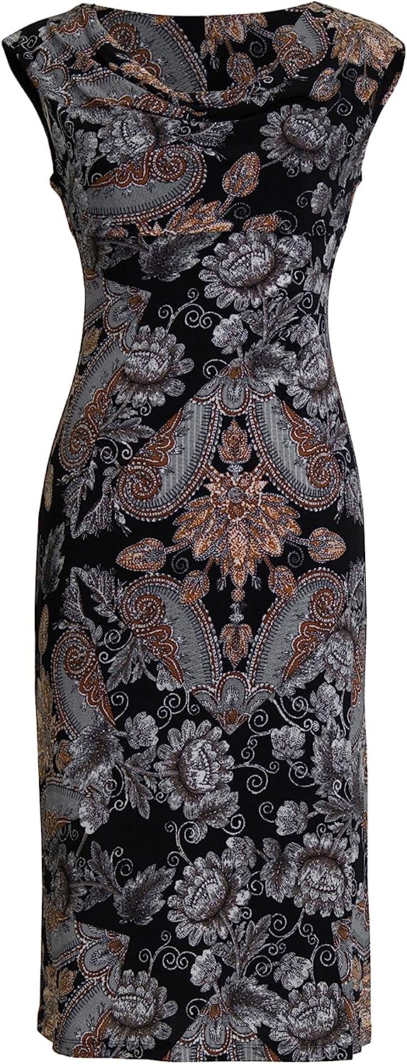 Connected Petite Printed Fit-Flare Dress  Color Black Multi Size 4P