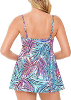 Swim Solutions Women's Empire Tummy Control Swim Dress  Multicolor Size 10