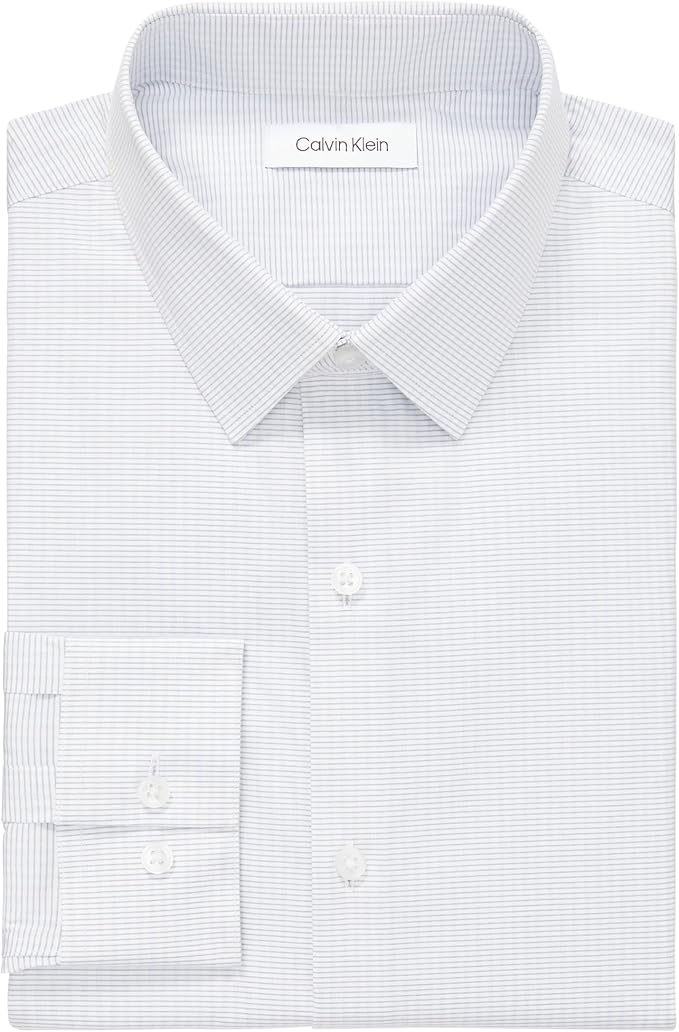 Calvin Klein Men's Extra Slim-Fit Stretch Dress Shirt  Blue Multi 15/15.5 34/35
