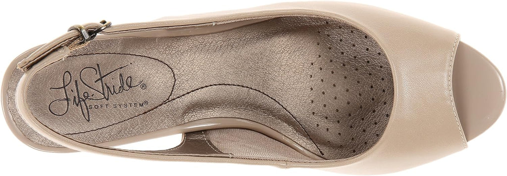 LifeStride Women's Teller Slingbacks Tender Dress Sandals  Color Taupe Vegan Leather Size 8.5M