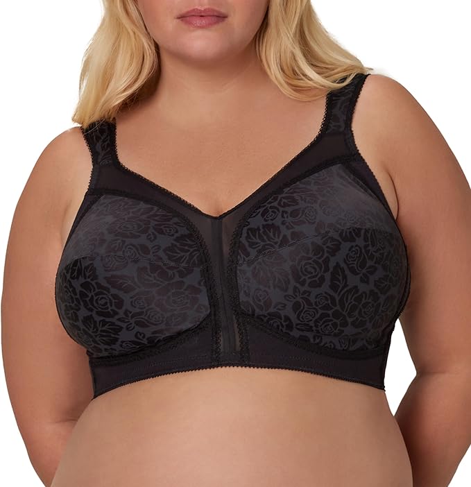 Playtex 18 Hour Full-Coverage Comfort-Strap Wireless Bra  Black Size 44D