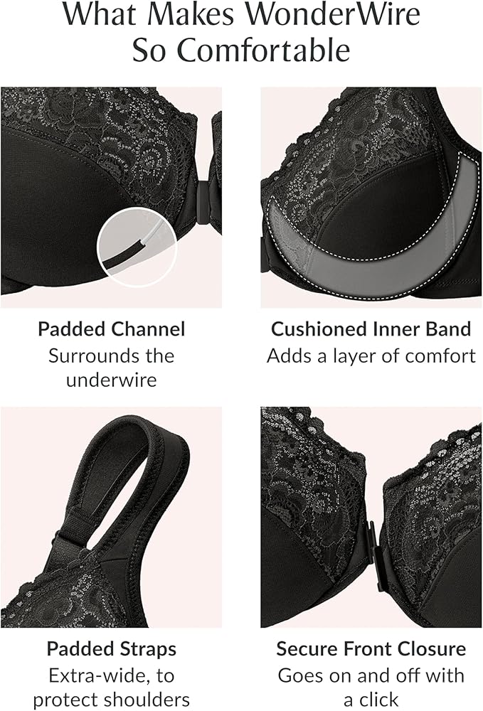 Glamorise Full Figure Wonderwire Front-Closure Underwire Bra  Cafe Size 34DD