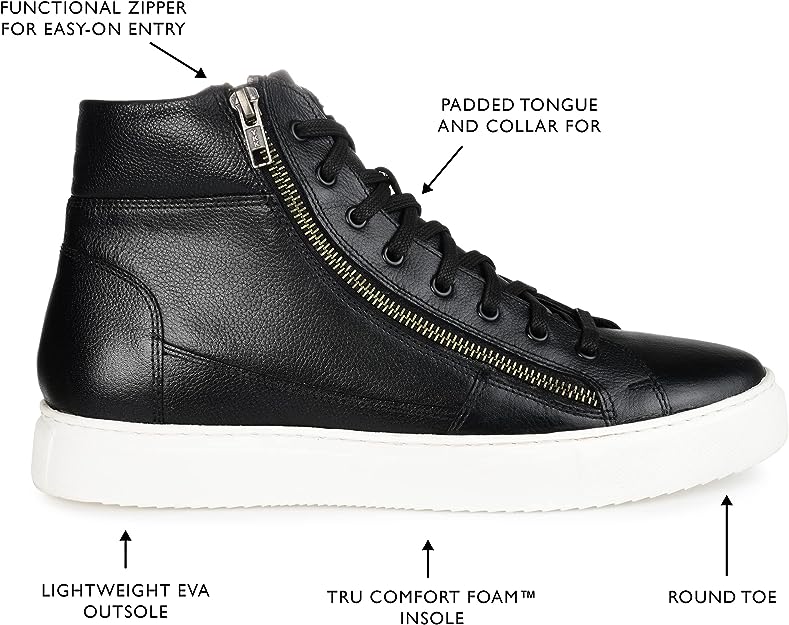 Thomas & Vine Mens Xander Lace-up Round Toe High Top Sneaker  Color Black Size 10M