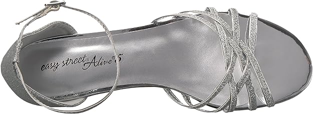 Easy Street Women's Tarrah Crossover Wedge Sandals  Color Silver Glitter Size 7.5WW