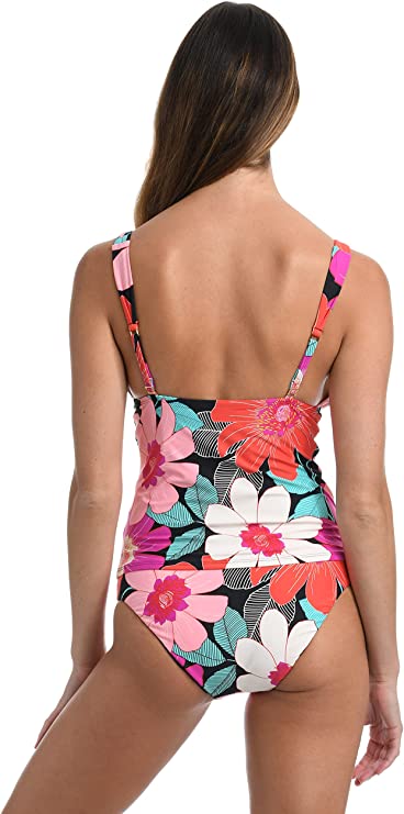 La Blanca Knot-Trim Tankini Top  Color Full Bloom Floral Multi Size 10