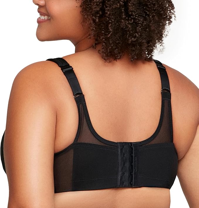 Glamorise Plus Size MagicLift Seamless Sports Wirefree Bra  Black Size 44F