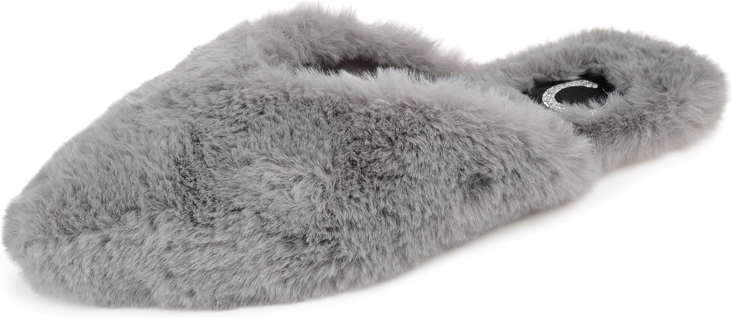 Journee Collection Women's Faux Fur Sundown Slippers  Gray Size 11