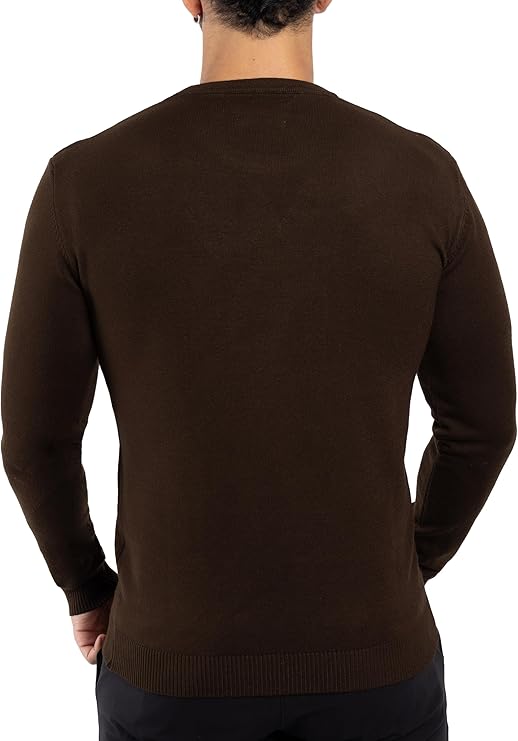 X-Ray Men's Slim-Fit Crew-Neck Sweater Pullover Sweater  Dark Brown Size L