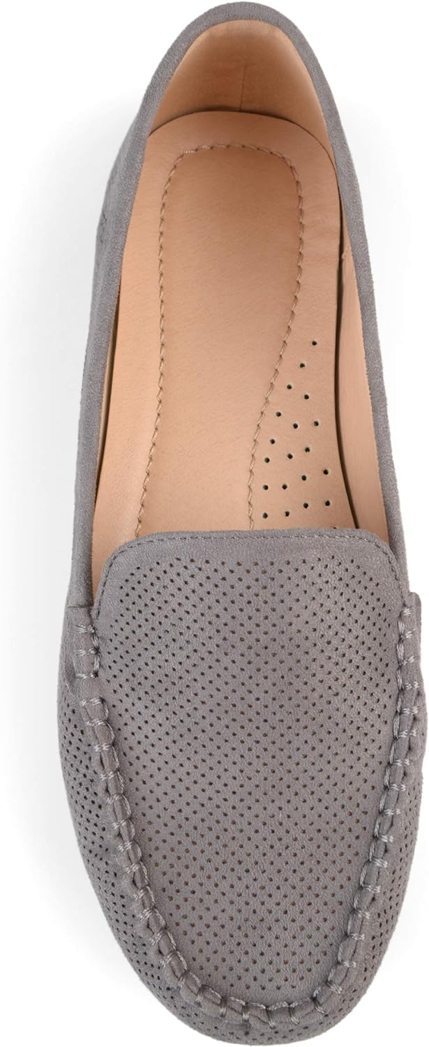 Journee Collection Women's Halsey Vegan Nubuck Laser Cut Loafers  Color Grey Size 7.5M