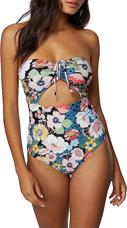 ONeill Juniors Twiggy Sayulita Floral One-Piece Swimsuit  Color Black Multi Size XL