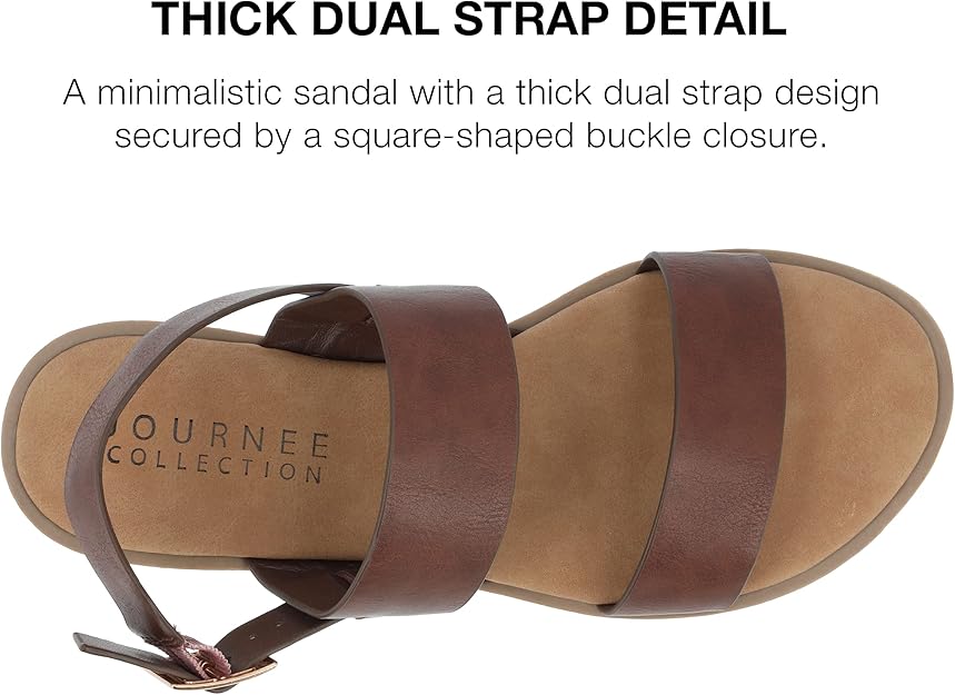 Journee Collection Women's Lavine Lavine Multi Strap Flat Sandals  Brown Size 7.5