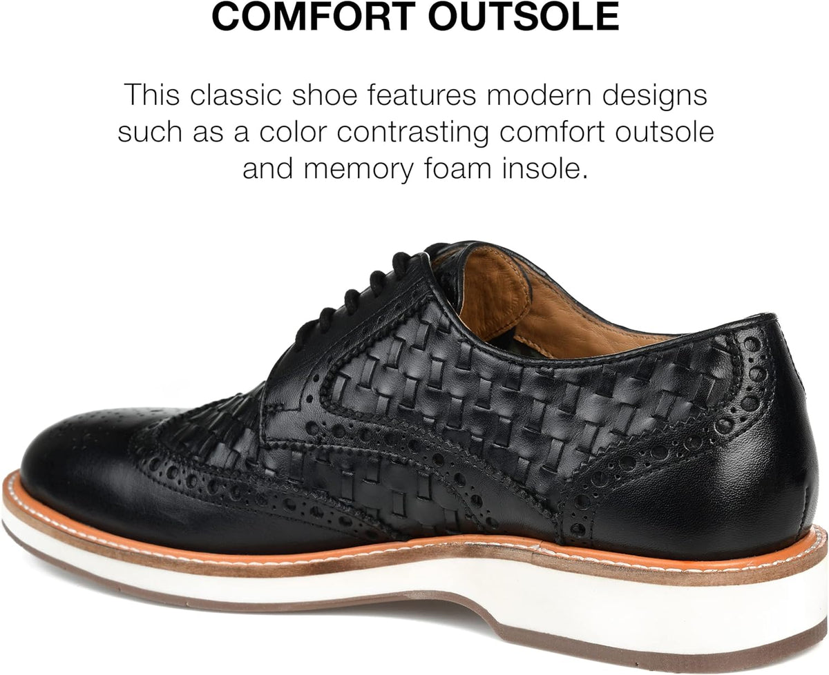 Thomas & Vine Men's Radcliff Lace-up Woven Wingtip Derby Shoes  Color Black Size 8.5M
