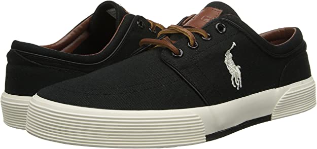 Polo Ralph Lauren Men's Faxon Logo Sneakers  Color Polo Black Cream Size 8