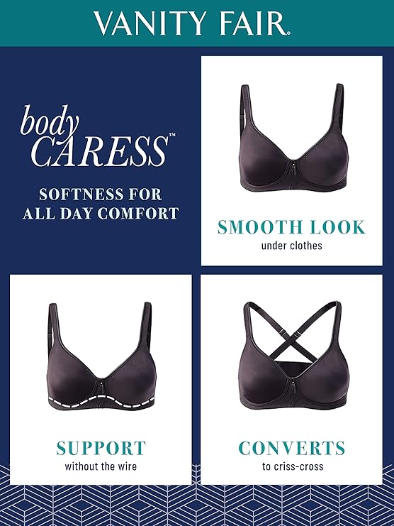 Vanity Fair Body Caress Full Coverage Wireless Bra   Damask Neutral Nude Size 42B