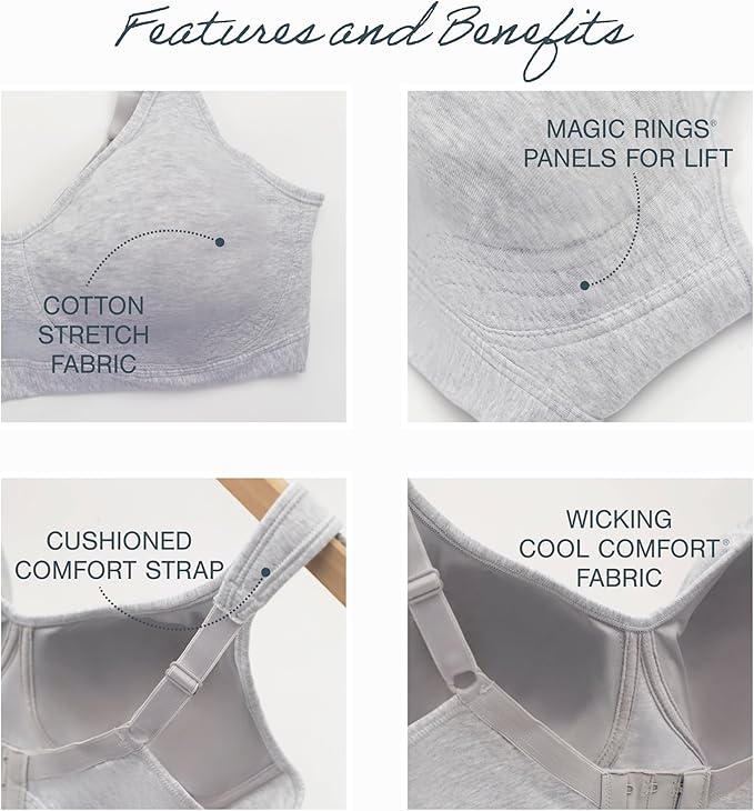 Playtex 18 Hour Cotton Stretch Ultimate Lift T-Shirt Bra  Grey Heather Size 38DD