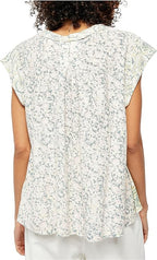 Free People Women's Printed Hi-Low T-Shirt  Color Ivory Size M