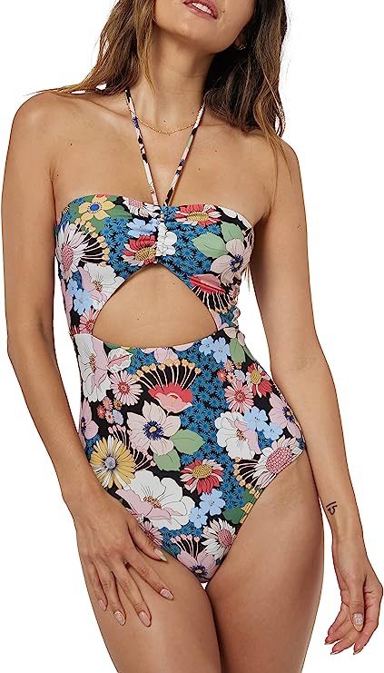 ONeill Juniors Twiggy Sayulita Floral One-Piece Swimsuit  Color Black Multi Size XL