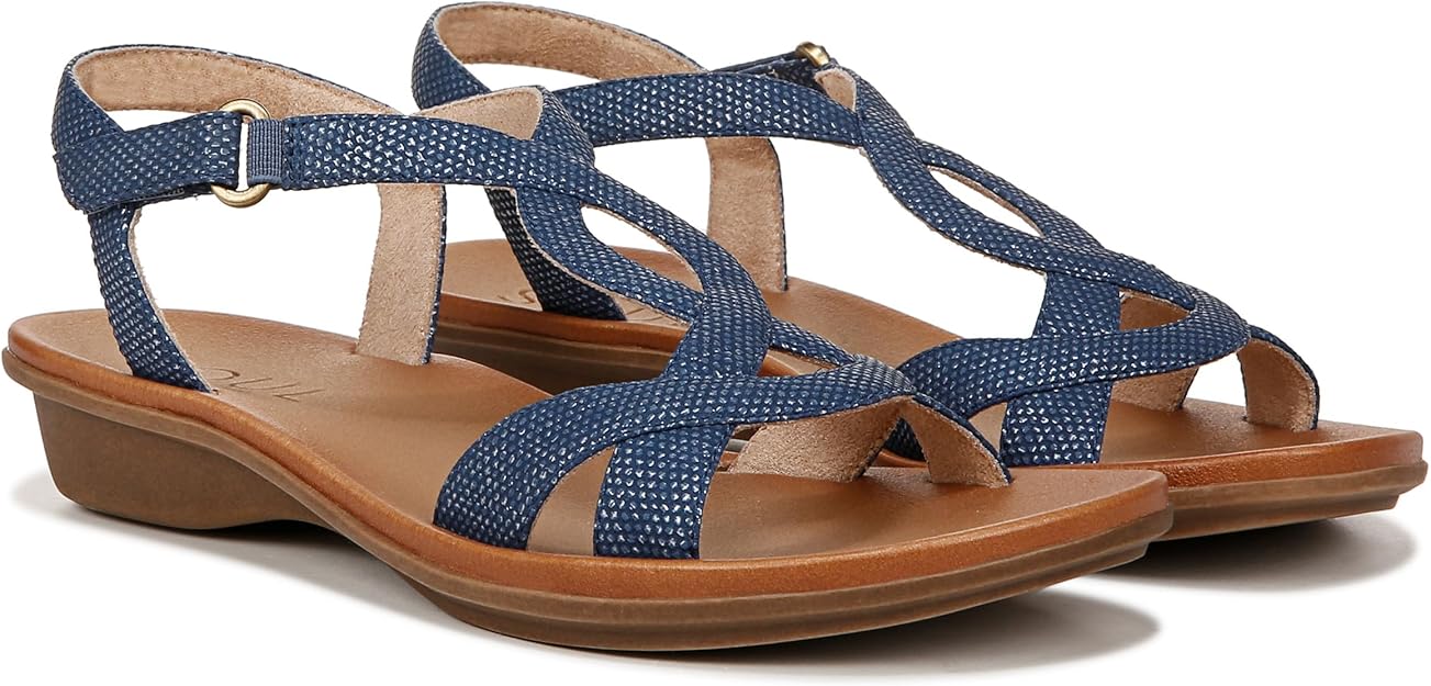 Soul Naturalizer Solo Strappy Sandals  Blue Texture Fabric Size 6.5