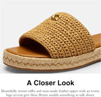 COACH Women's Holly Espadrille Slip-On Sandals   Natural Raffia Size 6