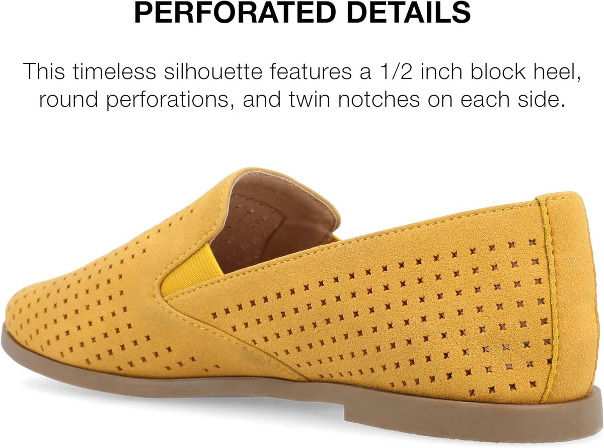 Journee Collection Women's Lucie Slip On Almond Toe Loafer Flats  Color Mustard Size 7M