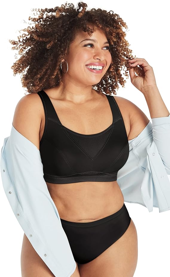 Playtex Women's Secrets Bounce Control Wirefree Bra  Black Size 38DD