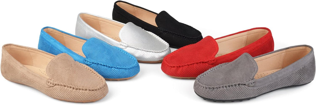 Journee Collection Women's Halsey Vegan Nubuck Laser Cut Loafers  Color Grey Size 7.5M