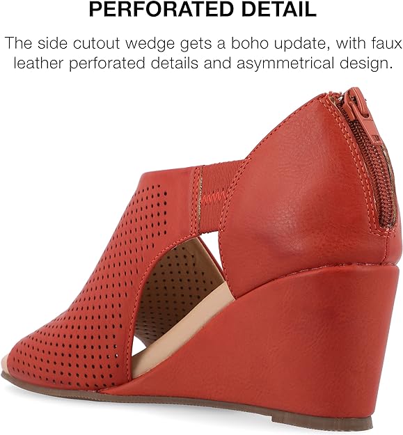 Journee Collection Women's Aretha Wedge Sandal  Color Rust Size 9W