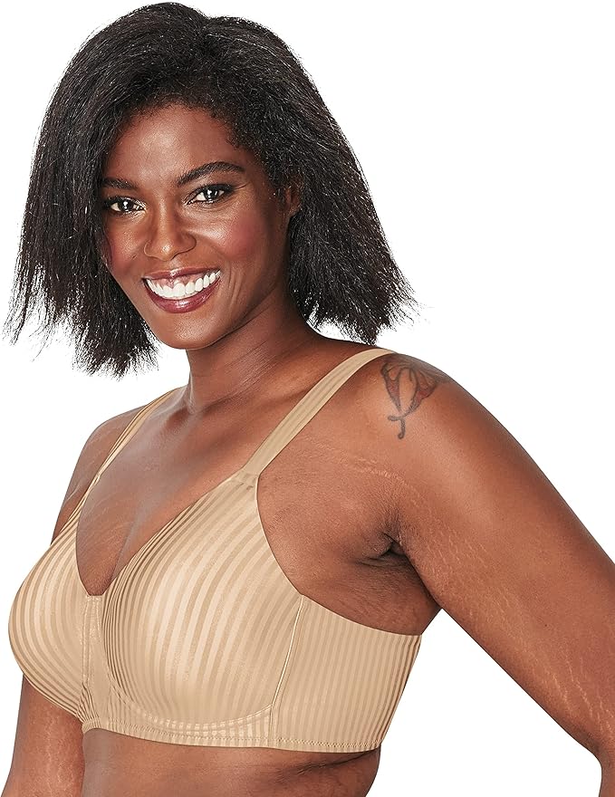 Playtex Wireless Smooth Full-Coverage T-Shirt Bra  Nude Stripe Size 36DD