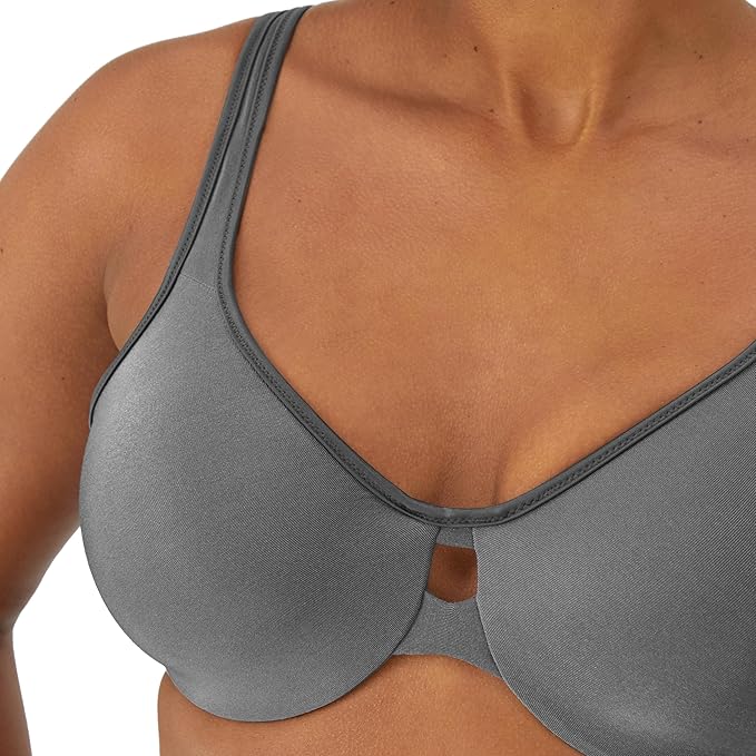 Lilyette by Bali Plunge Into Comfort Keyhole Minimizer Bra  Silver Lining Size 34DD