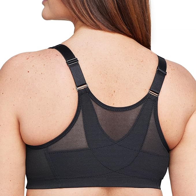 Glamorise Full Figure MagicLift Front-Closure Posture Wirefree Bra  Black Size 44J