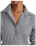 LAUREN RALPH LAUREN Women's Long Sleeve Button Front Shirt  Black Size M