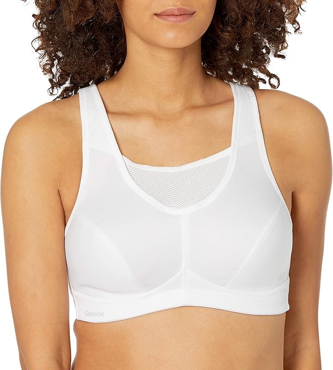Glamorise No-bounce Camisole Sports Wirefree Bra  White Size 46DD
