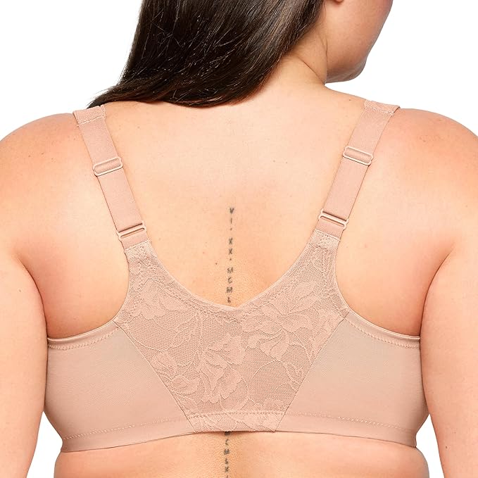 Glamorise Women's Full Figure T-Back Wonderwire Lacey  Cappuccino Size 44D