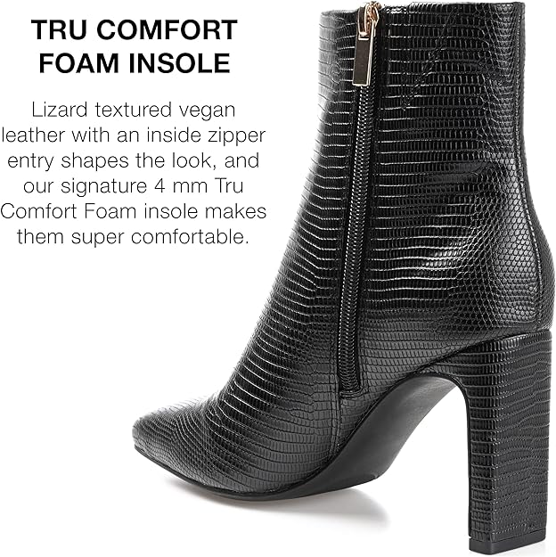 Journee Collection Women's Sarla Inside Zip Block Heel Booties  Color Black Size 7.5M