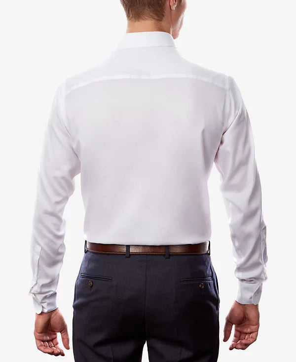 Calvin Klein STEEL+ Men's Regular Non-Iron Stretch Performance Dress Shirt  White 17.5 34/35