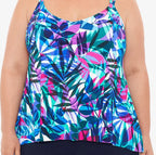 Swim Solutions Plus Size Princess-Seam High-Low Tankini Top  Color New Prism Multi Size 20W