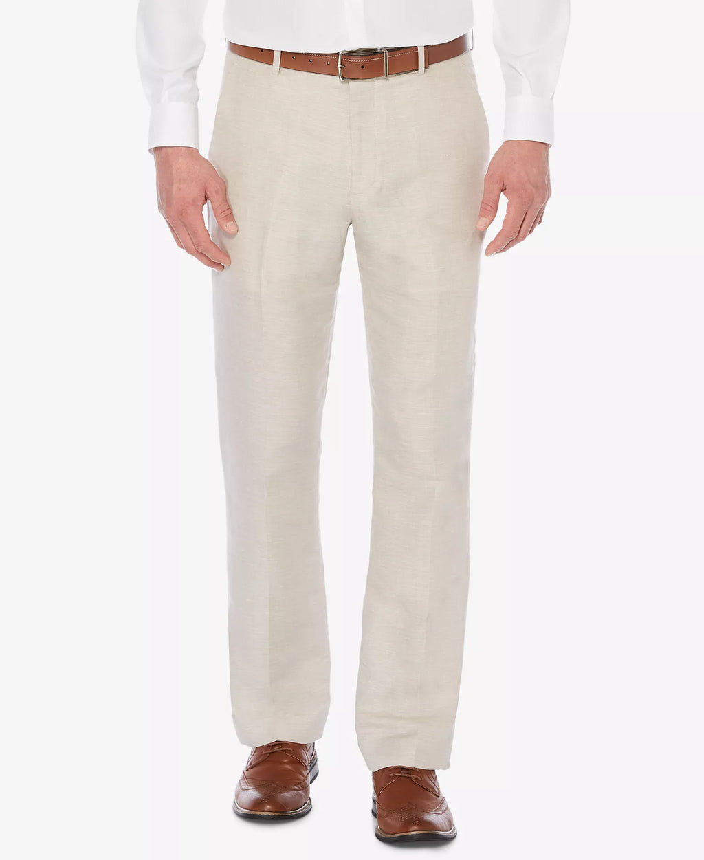 Perry Ellis Men's Classic-Fit Linen Blend Herringbone Pants  Natural W36xL32