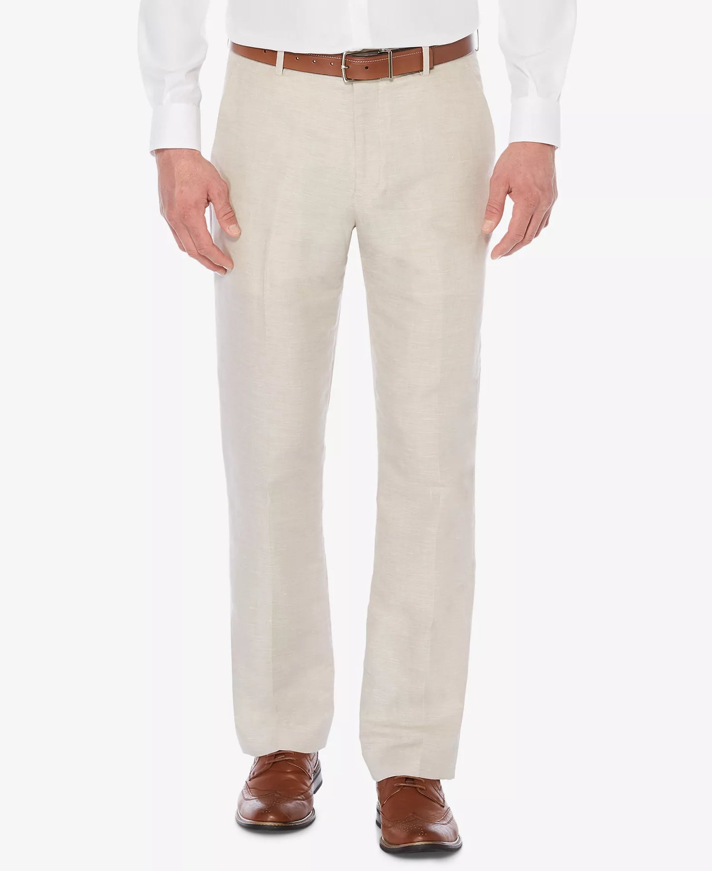 Perry Ellis Men's Classic-Fit Linen Blend Herringbone Pants  Natural W36xL32
