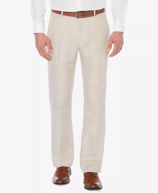Perry Ellis Men's Classic-Fit Linen Blend Herringbone Pants  Natural W36xL32